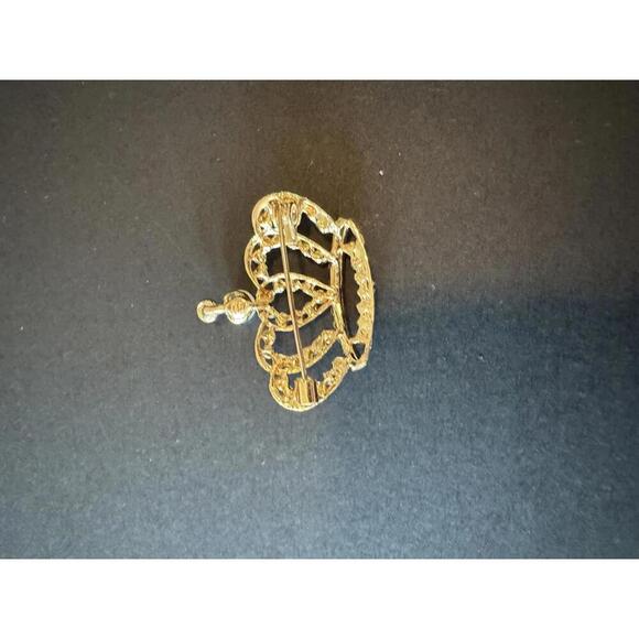 Charming Crown Brooch with Rhinestones and Pearl Accent - Picture 3 of 3